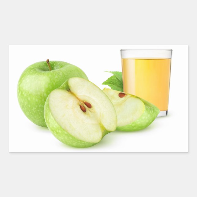 Grönt äppeljuice rektangulärt klistermärke (Framsida)
