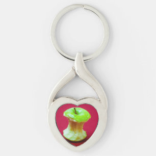 Grönt äppelkärna twisted heart silverfärgad nyckelring