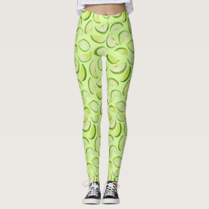 Grönt äppelskivsmönster leggings