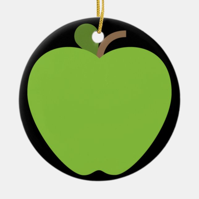 Grönt Apple Emoji Julgransprydnad Keramik (Framsidan)