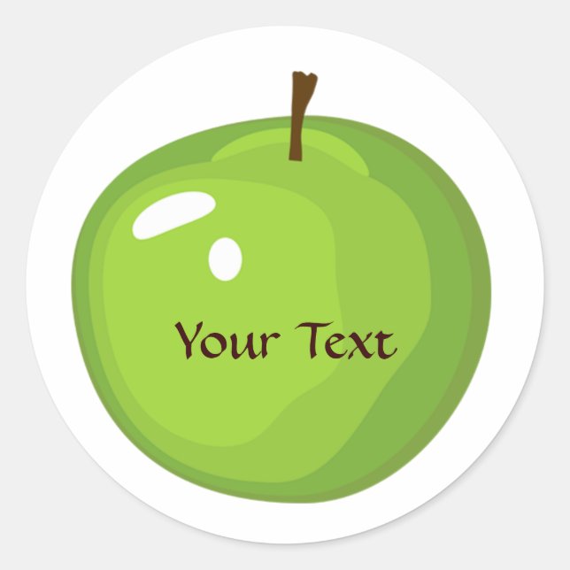 Grönt Apple-etikett Runt Klistermärke (Framsida)