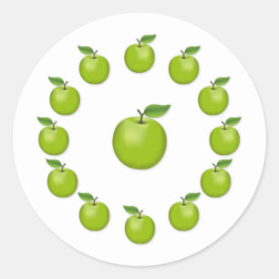 Grönt Apple-fästen Runt Klistermärke