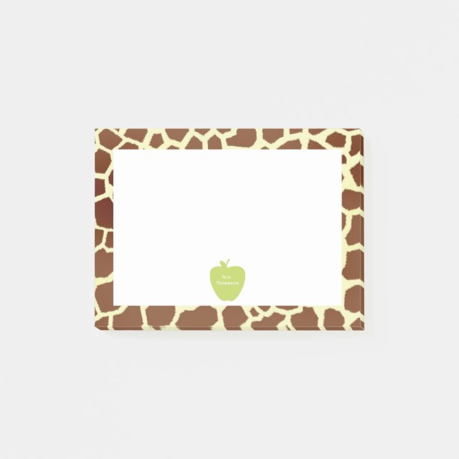 Grönt Apple Giraffe Lärare Post-it® Notes Post-it Block (Framsida)