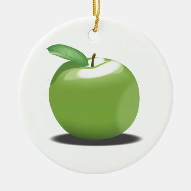 Grönt äpple julgransprydnad keramik (Framsidan)