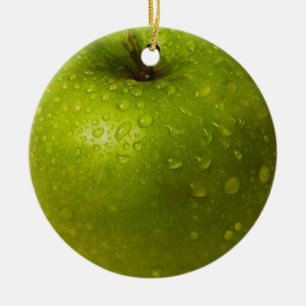 Grönt äpple julgransprydnad keramik