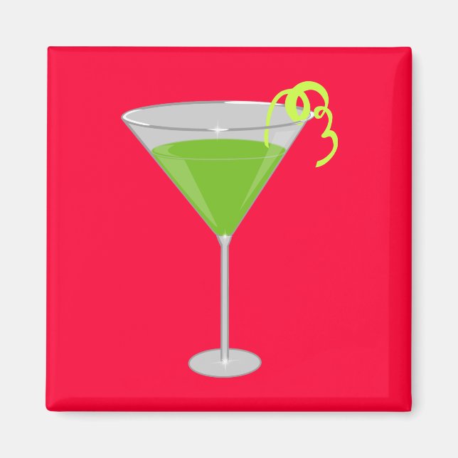 Grönt Apple Martini Magnet (Framsidan)