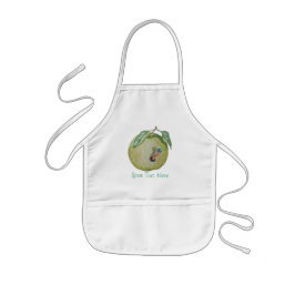 Grönt äpple med den roliga maggoten i barnförkläde