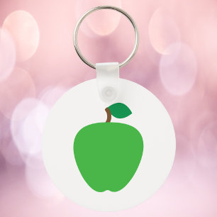 Grönt Apple med Löv Nyckelring
