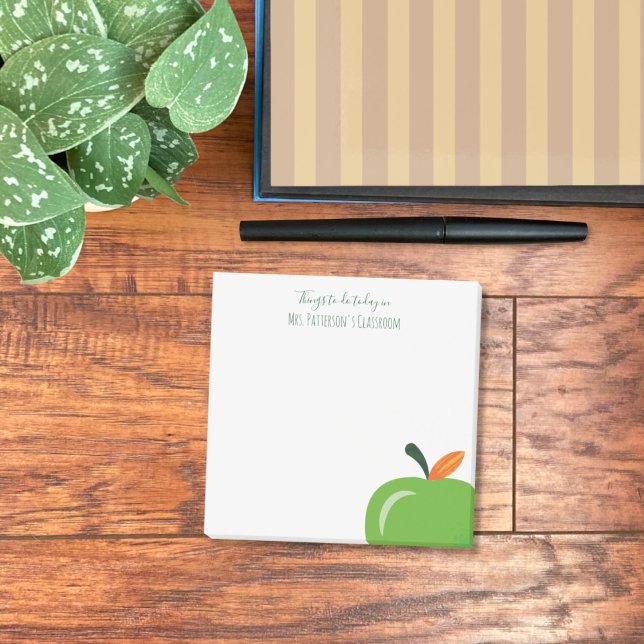 Grönt Apple Modern Teacher Small Post IT Notes Post-it Block (Green apple small teacher post-it notes
)