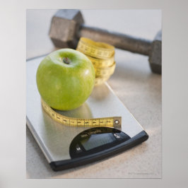 Grönt äpple på  vikt, mått på band och poster