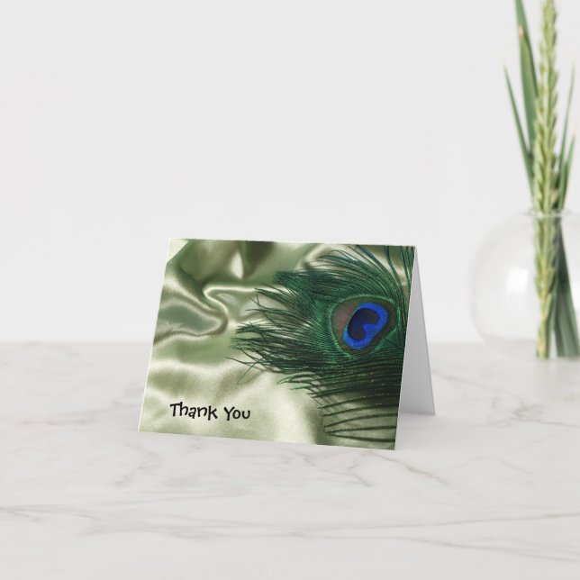 Grönt äpple Påfågel Still Bröllop Tack Kort (Framsida)