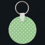 Grönt Apple Polka Dot Keychain Nyckelring<br><div class="desc">En underbar grönt som påminner om en grönt äpple. Vissa av produkterna innehåller också motsvarande grönt äpple och vitt polka dots. De är ett tomt redo för arbetsytan för texten eller bilden.</div>