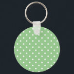 Grönt Apple Polka Dot Keychain Nyckelring<br><div class="desc">En underbar grönt som påminner om en grönt äpple. Vissa av produkterna innehåller också motsvarande grönt äpple och vitt polka dots. De är ett tomt redo för arbetsytan för texten eller bilden.</div>