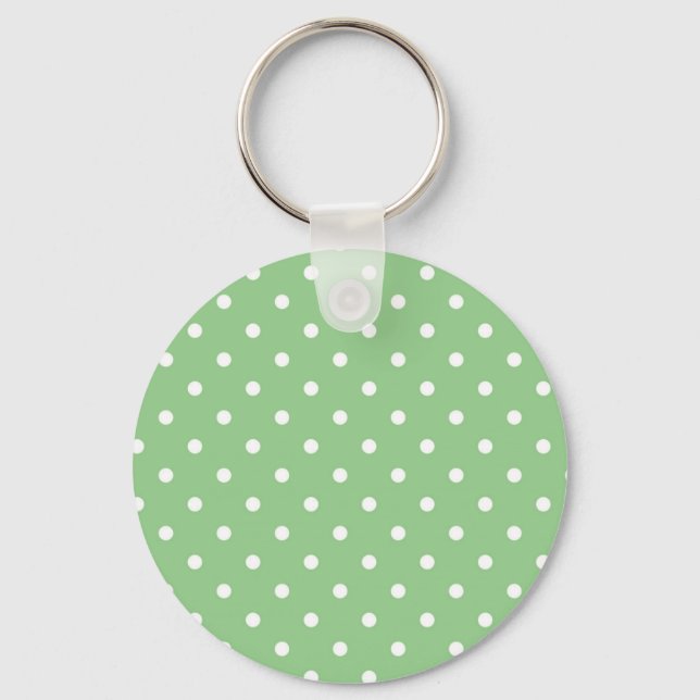 Grönt Apple Polka Dot Keychain Nyckelring (Framsida)