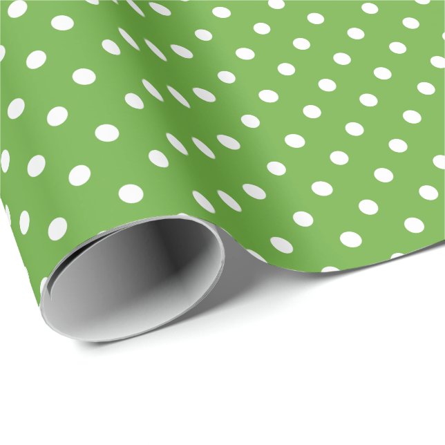 Grönt äpple prickmönster presentpapper (Rullad Hörn)
