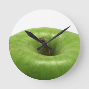 grönt äpple rund klocka