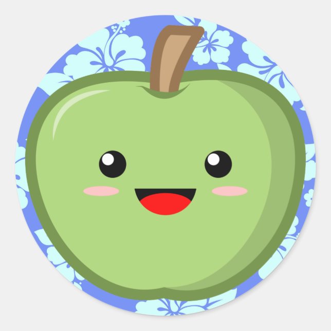 Grönt Apple Runt Klistermärke (Framsida)
