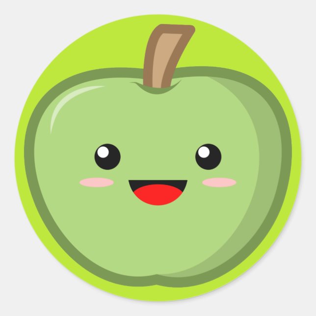 Grönt Apple Runt Klistermärke (Framsida)