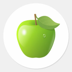 Grönt Apple Runt Klistermärke