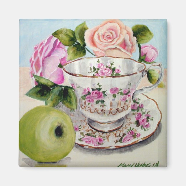 Grönt Apple & Tea Magnet (Framsidan)