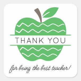 Grönt Apple Teacher Tack Fyrkantigt Klistermärke
