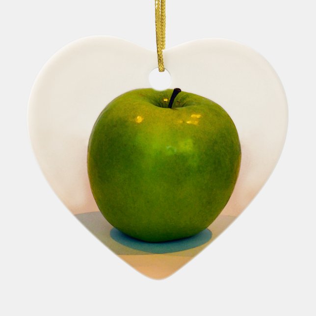 Grönt Apple Trio Julgransprydnad Keramik (Framsidan)