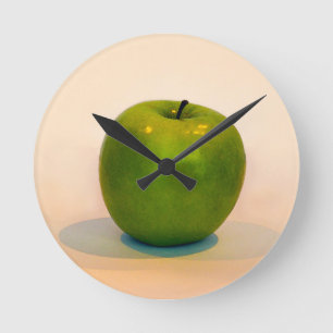 Grönt Apple Trio Rund Klocka