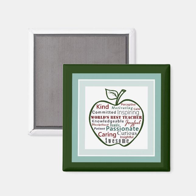 Grönt Apple, världens bästa lärarkompetens Magnet (Front/Back)