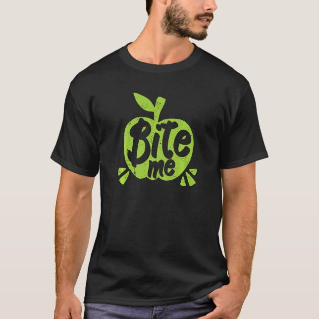 Grönt Apples Bita Me Distress Apple Älskare Premi T Shirt (Framsida)