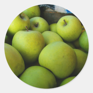 Grönt Apples Runt Klistermärke
