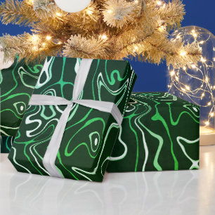 Grönt aqua damaskus abstrakt swirrrses coola mönst presentpapper