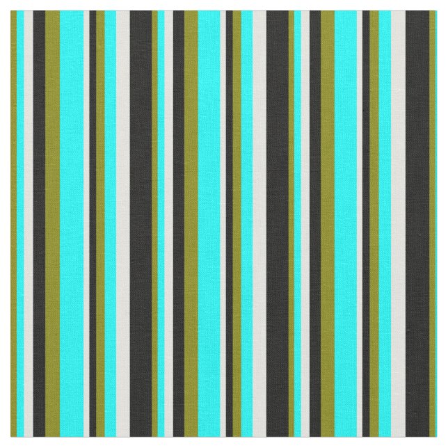 Grönt, Aqua, Light Cyan och Black Rand Tyg (Närbild)