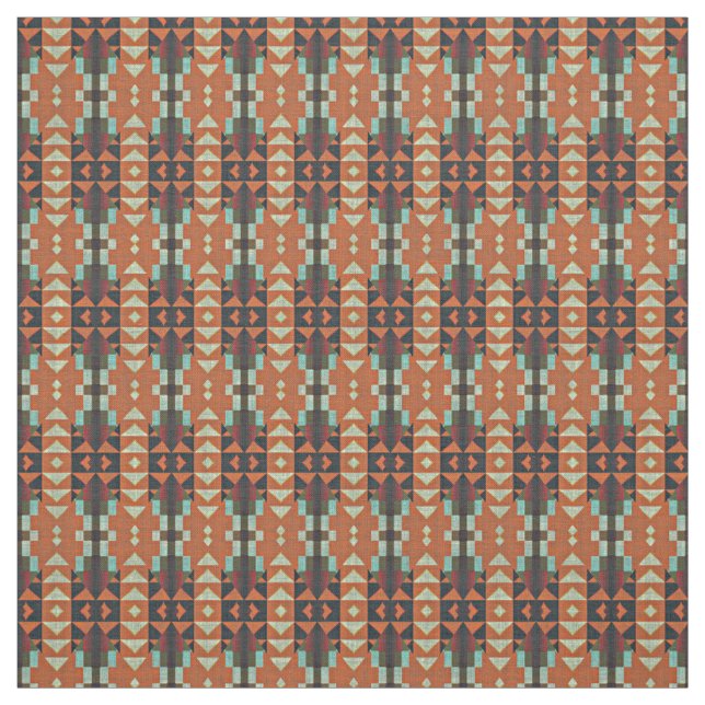 Grönt Aqua Turcos Red Orange Brown Ethnic look Tyg (Provkarta)