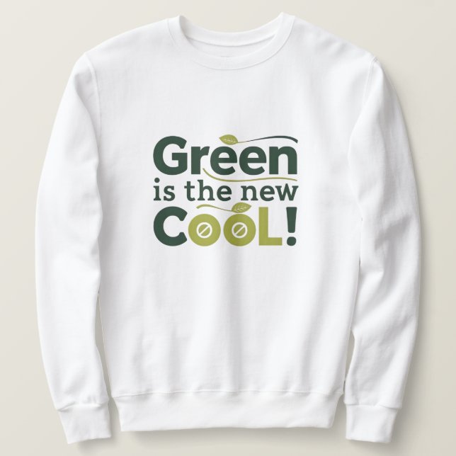 Grönt är den nya COOLAN! Lång Ärmad Tröja (Design framsida)