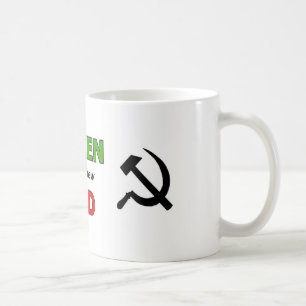 Grönt är det nya rött med svart symboler kaffemugg