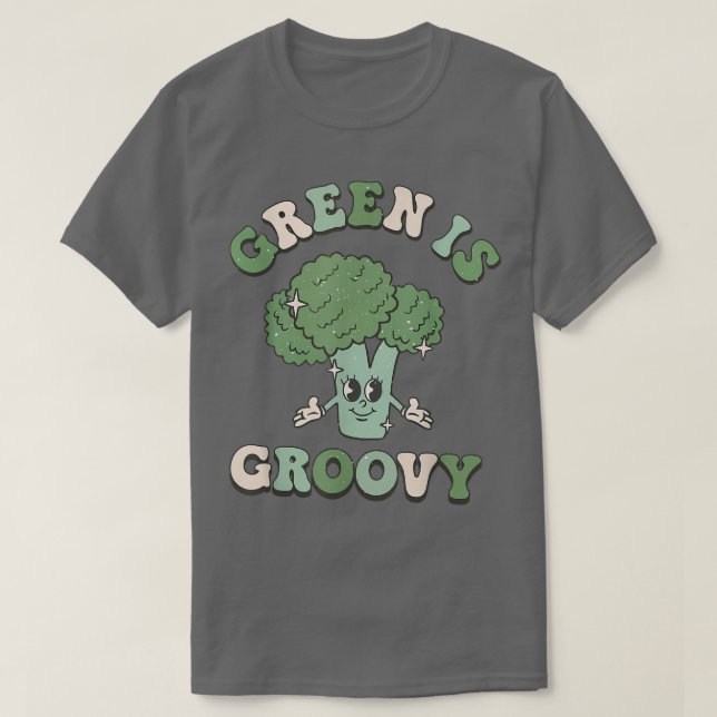Grönt är Groovy World Vegetarian Day Brocoli Vegan T Shirt (Design framsida)