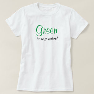 Grönt Är Min Färg Söt Typografi Tjejaktig Text T Shirt