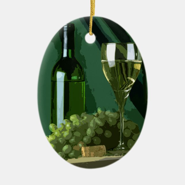 Grönt är vit julgransprydnad keramik (Framsidan)