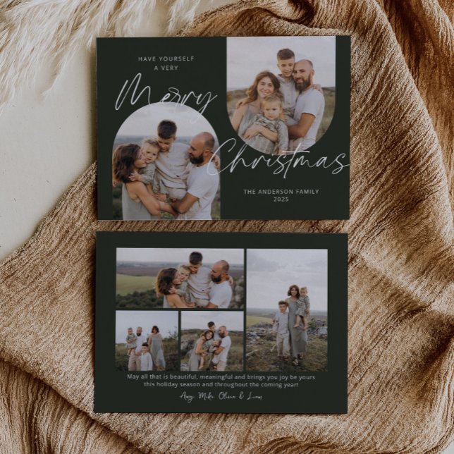 Grönt Arch Photos Modern Elegant Jul Julkort (Skapare uppladdad)