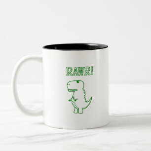 Grönt Arg T Rex Dino Två-Tonad Mugg