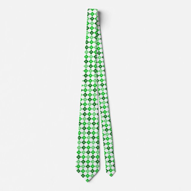 Grönt Argyle Anpassningsbar Tie Slips (Framsida)