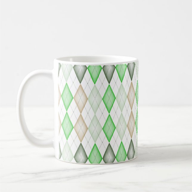 Grönt Argyle Coffee Mugg (Vänster)