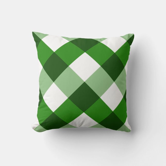 Grönt Argyle-diamantmönster Kudde (Framsida)