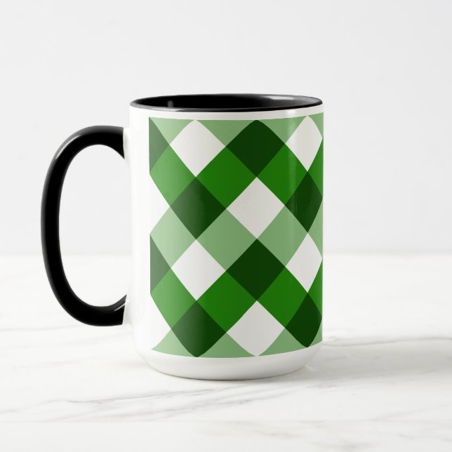 Grönt Argyle-diamantmönster Mugg (Vänster)
