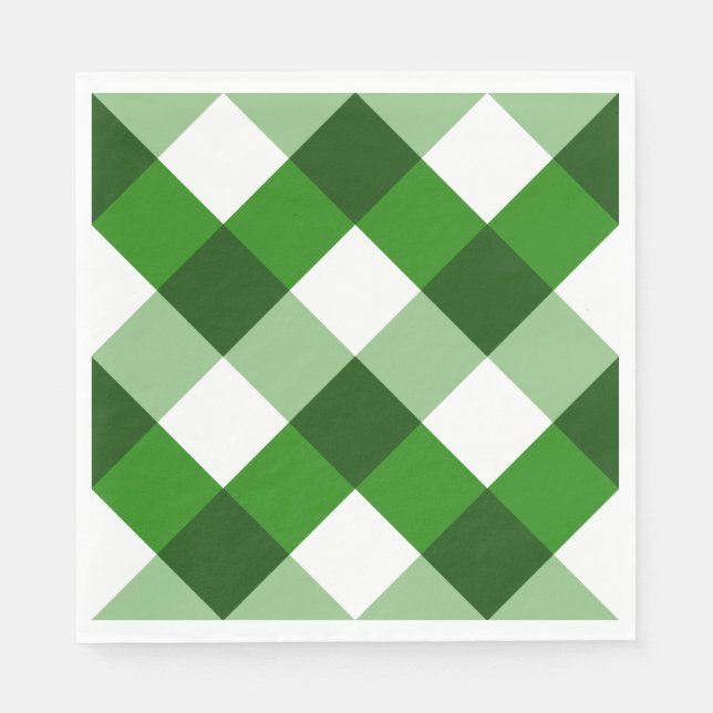 Grönt Argyle Diamantmönster Pappersservett (Framsidan)