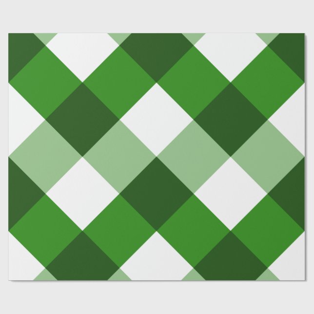 Grönt Argyle Diamantmönster Presentpapper (Platt)