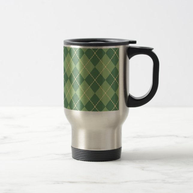 Grönt Argyle Fars dag Coffee Mugg Gift (Höger)