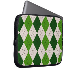 Grönt Argyle Laptop Sleeve