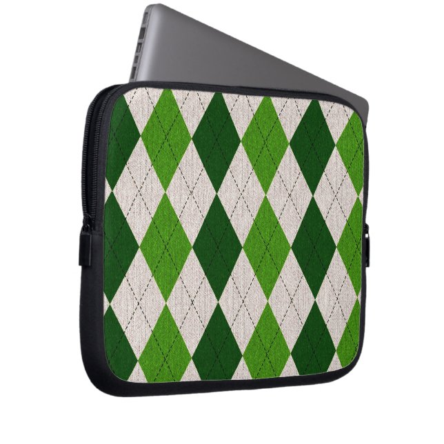 Grönt Argyle Laptop Sleeve (Framsidan Höger)