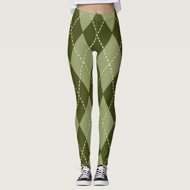 Grönt Argyle Leggings (Framsida)